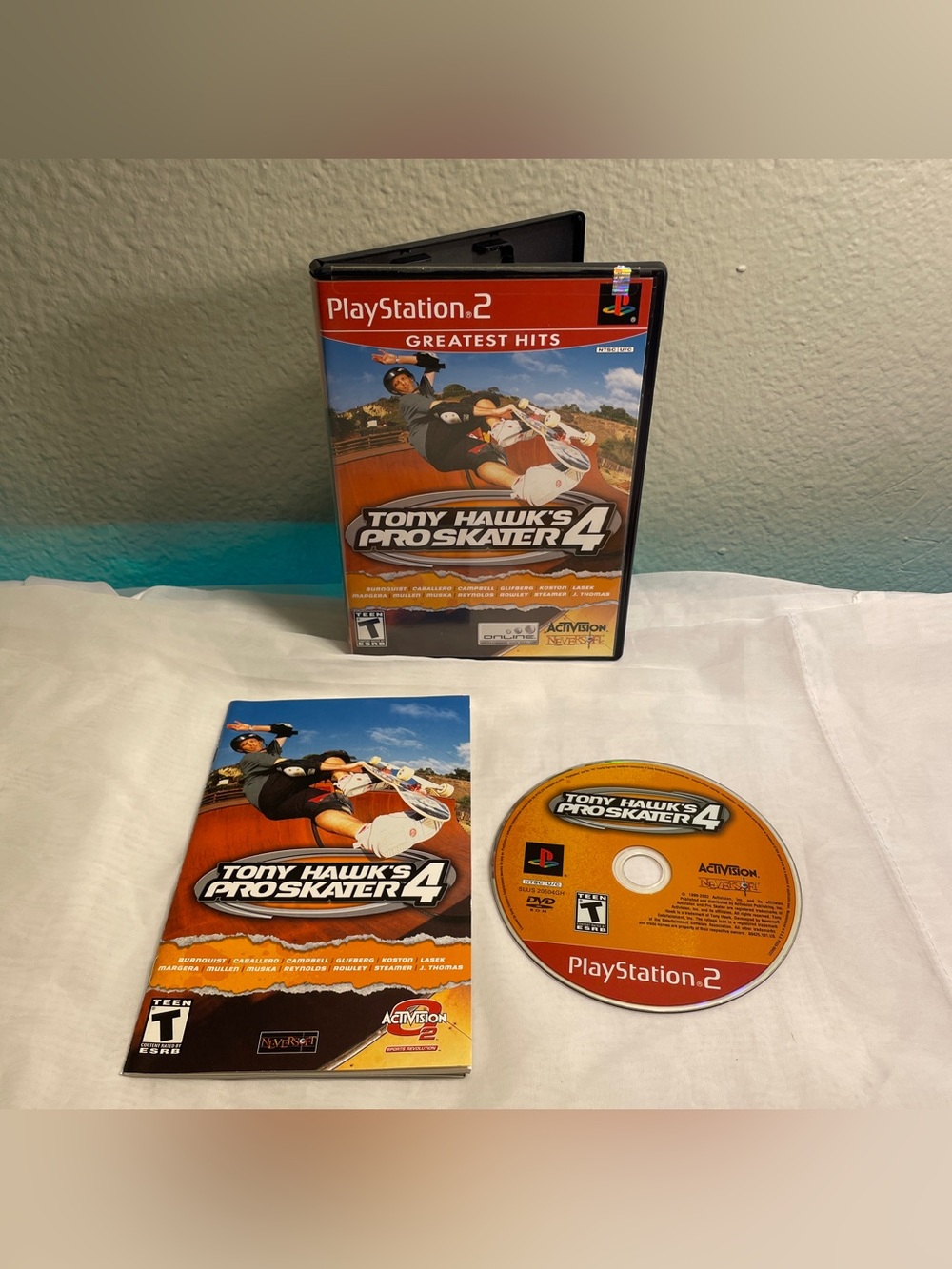 Tony Hawk's Pro Skater 4 (PlayStation 2, 2002) Complete Tested Working Reg Card